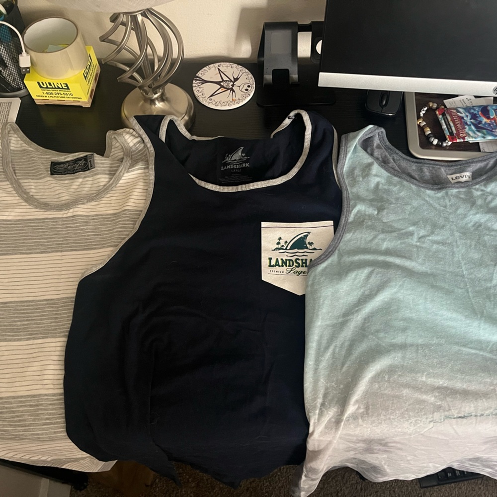 Lot of Used 12 Mens Size Large Tank Tops!